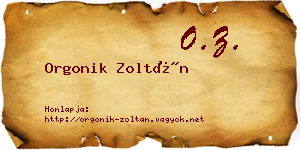 Orgonik Zoltán névjegykártya